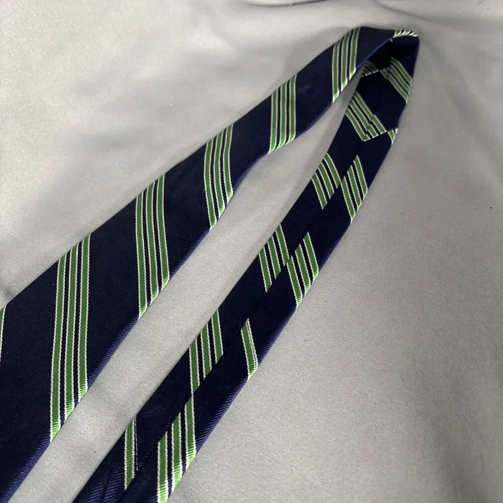 Brooks Brothers Makers Tie Silk Navy‎ Blue Green Stripes L:58